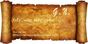 Gévay Nándor névjegykártya